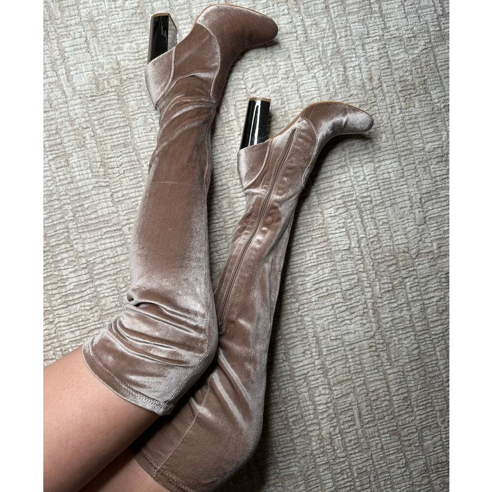 Shoe Dazzle: Velour Thigh High Boots